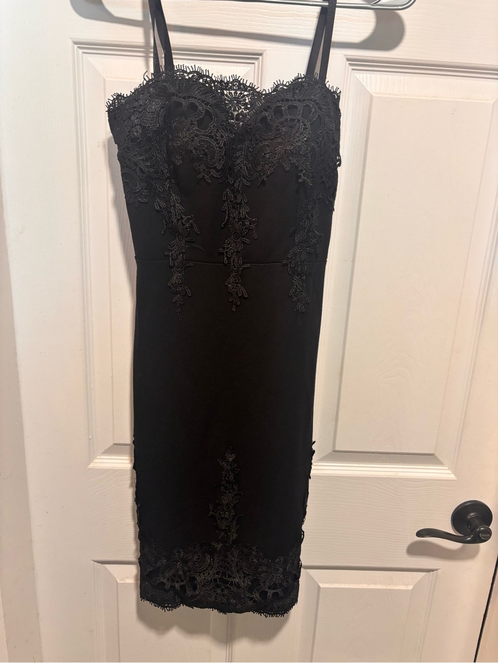 Haute Monde Black Lace Trim Bodycon Dress